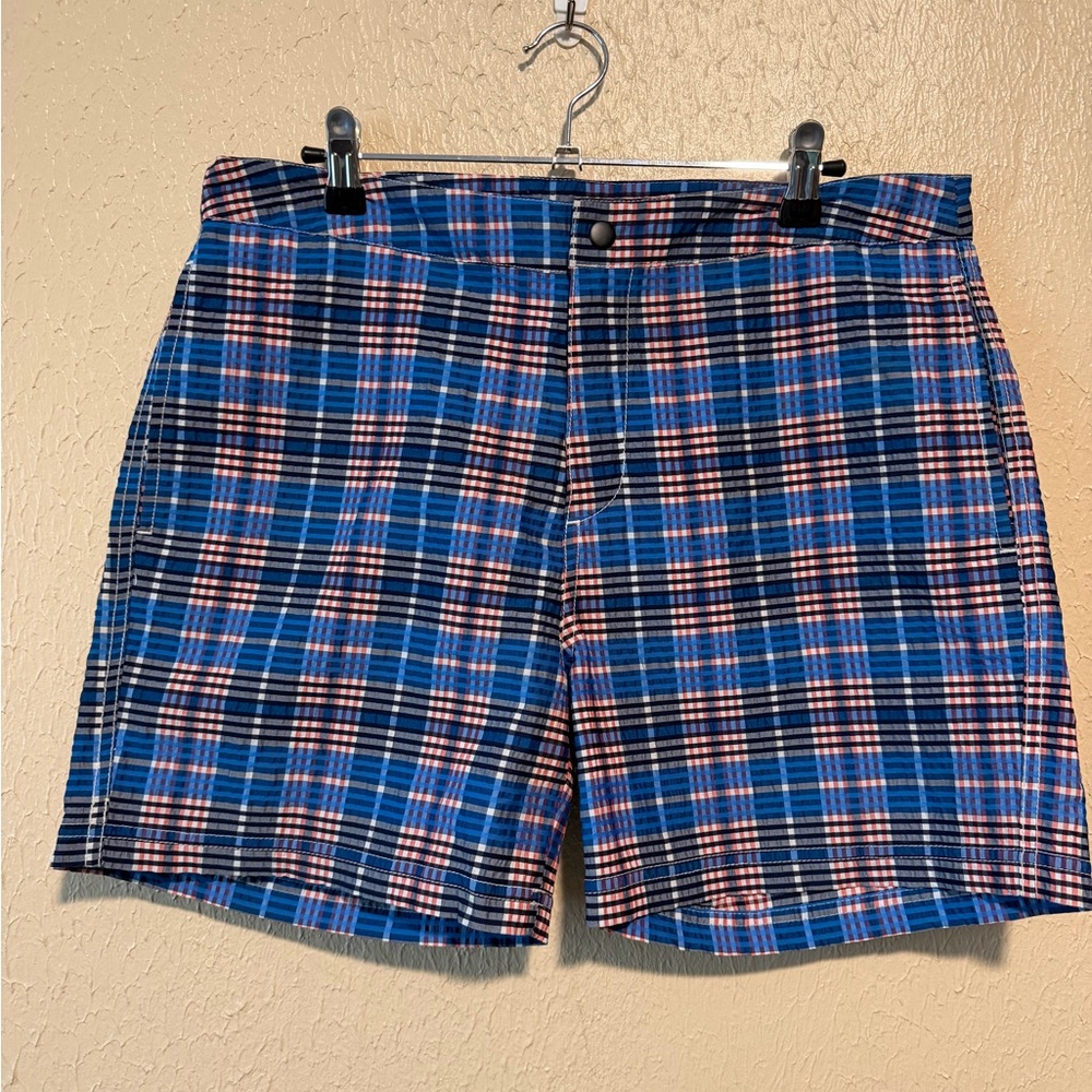Bugatchi‎ Plaid Swim Shorts Size 34 Lined Mesh Pockets